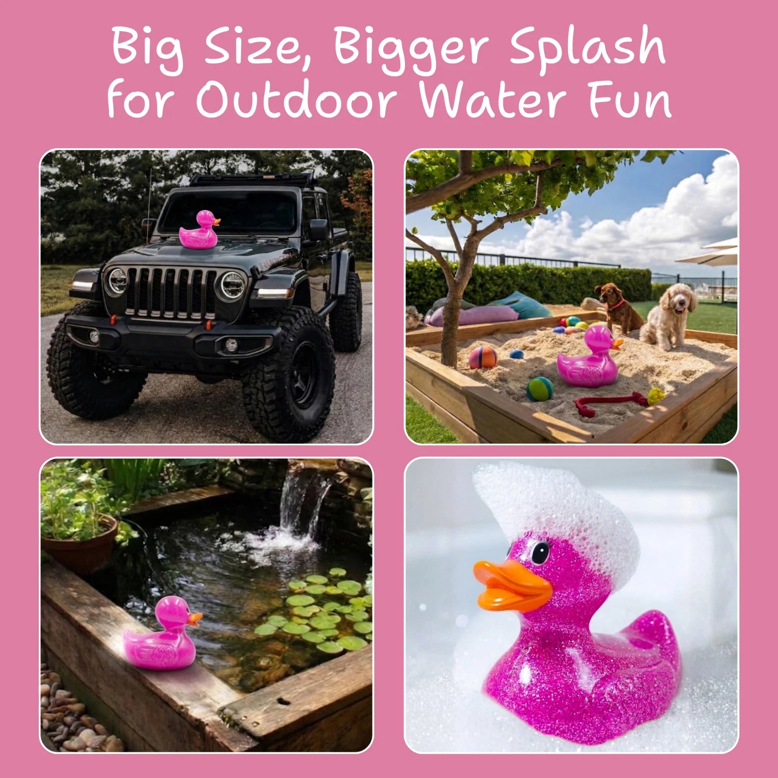 Giant Rubber Duck 10.5" Pink Jeep Ducking Bath Toys Duckies w/ Giftbox
