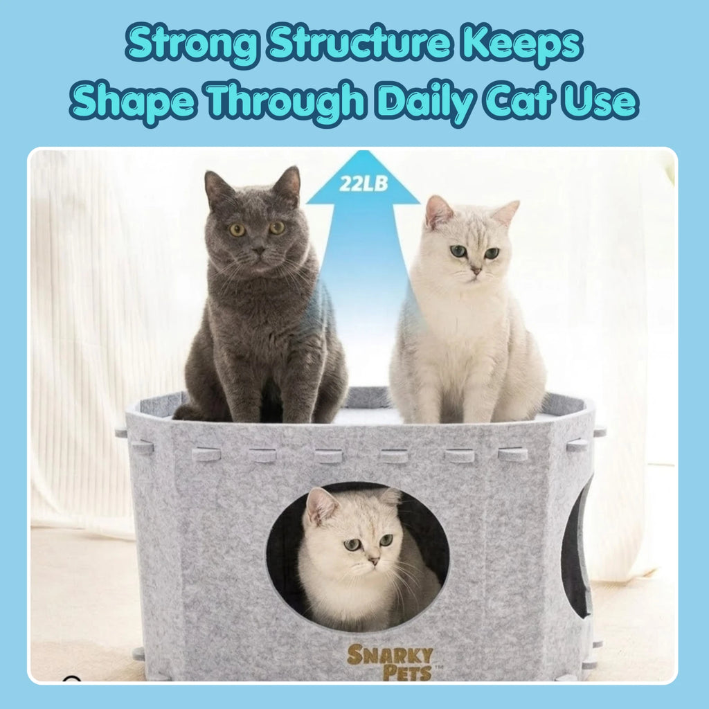 Felt Cat Cave Bed Cozy Cat Hideaway Large Cats Soft Warm Pet Bed Durable - Tan