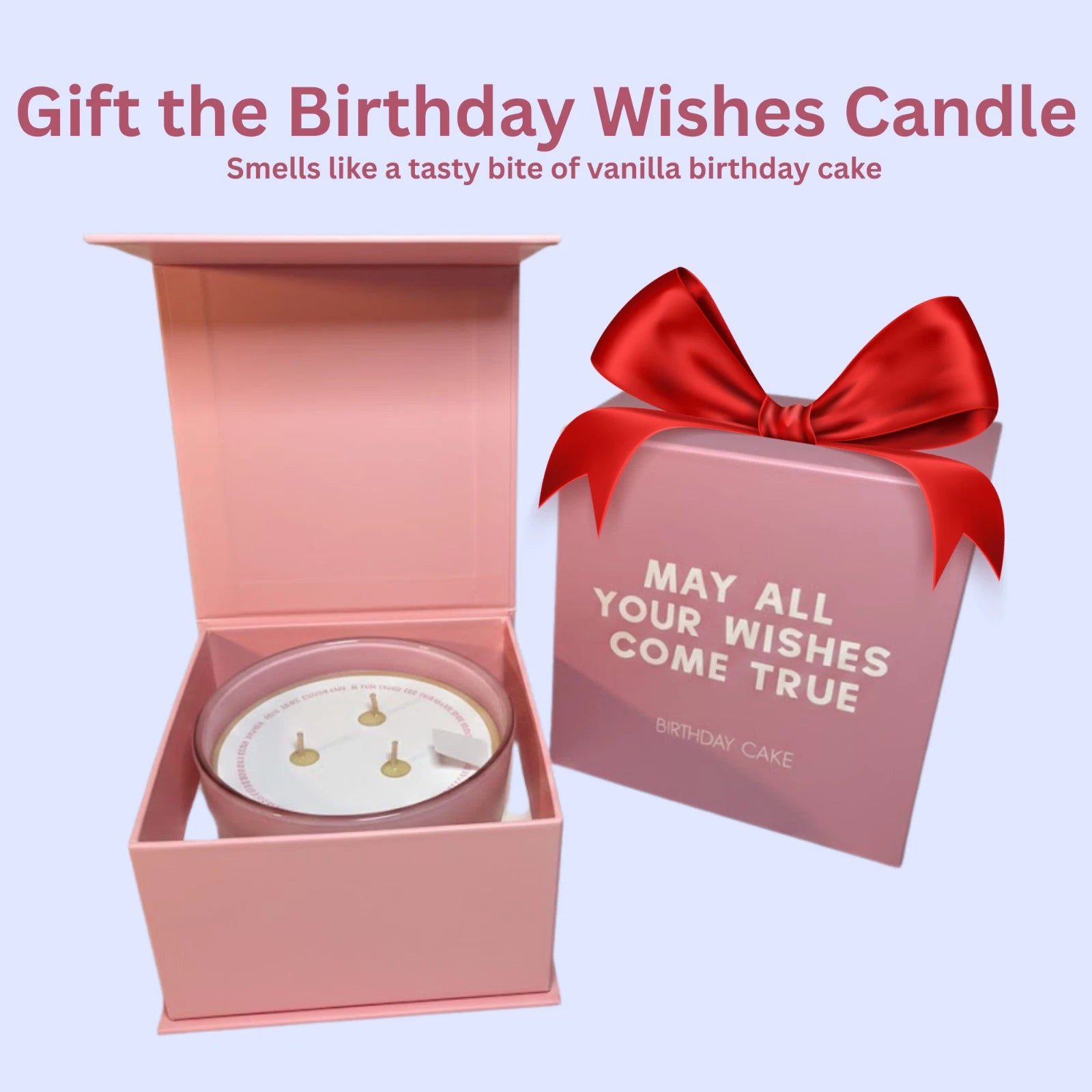 Birthday Cake Scented Soy Candle 3 Wick with Pink Gift Box