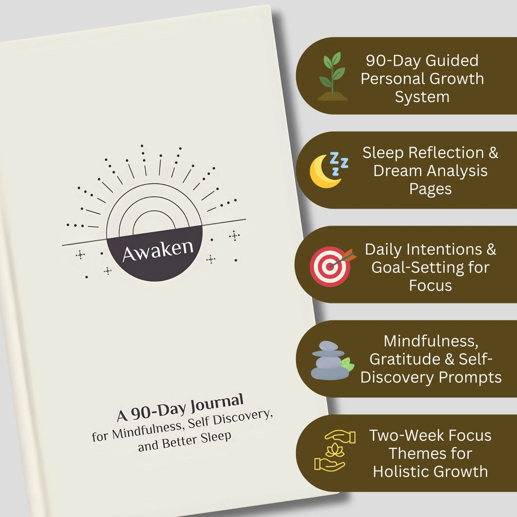 Awaken: A 90-Day Journal for Mindfulness, Self Discovery, & Better Sleep HRDCVR