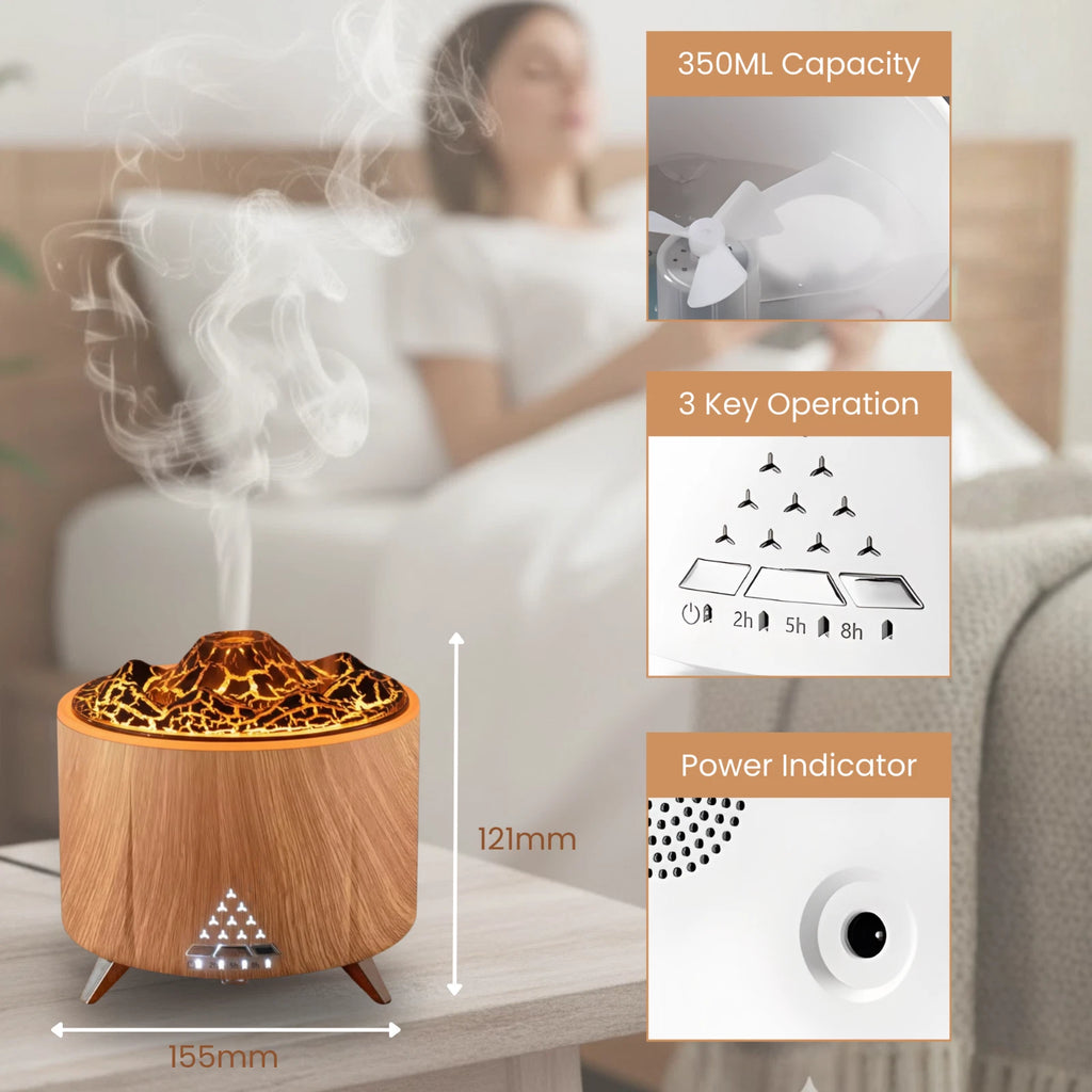 Volcano Essential Oil Diffuser Cool Mist w/ Remote & Light Timer