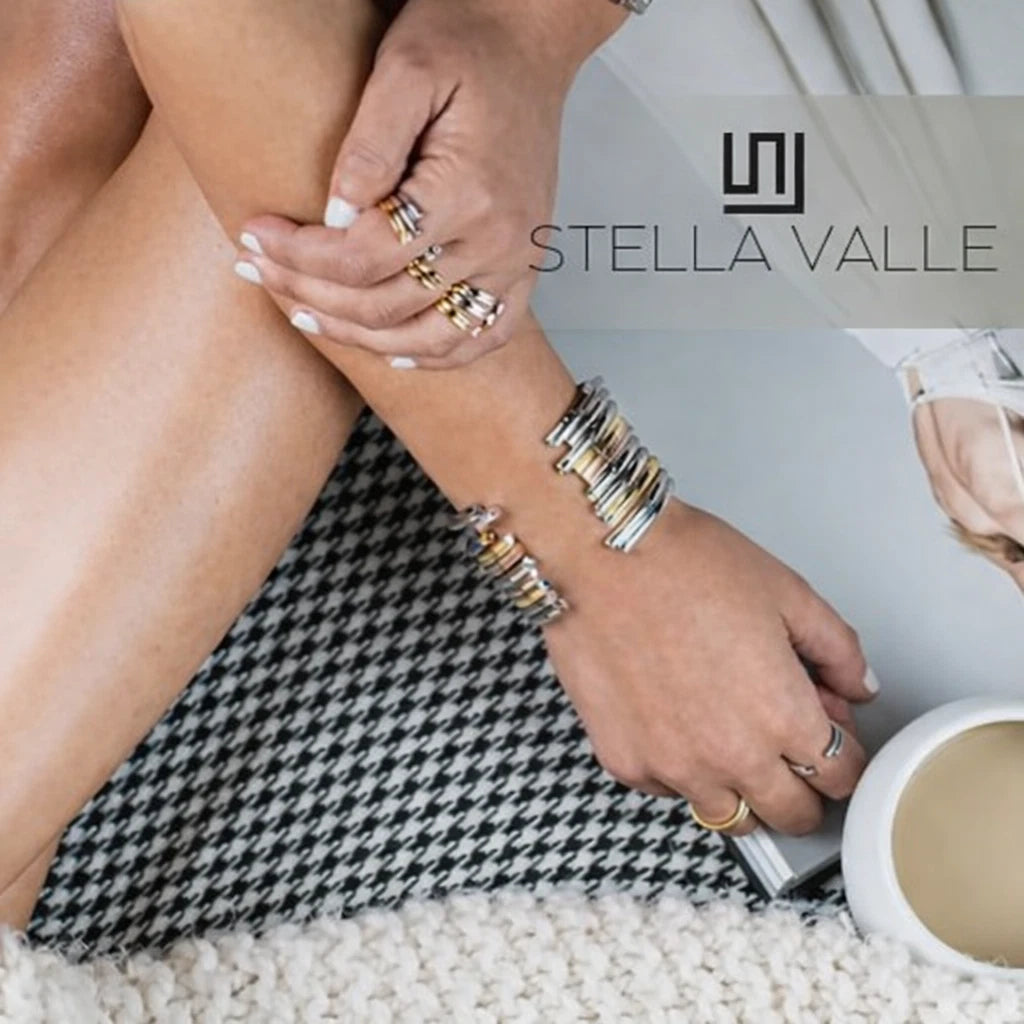 Stella Valle Cuff Bracelet Gift Set - His & Hers (Black & Silver)