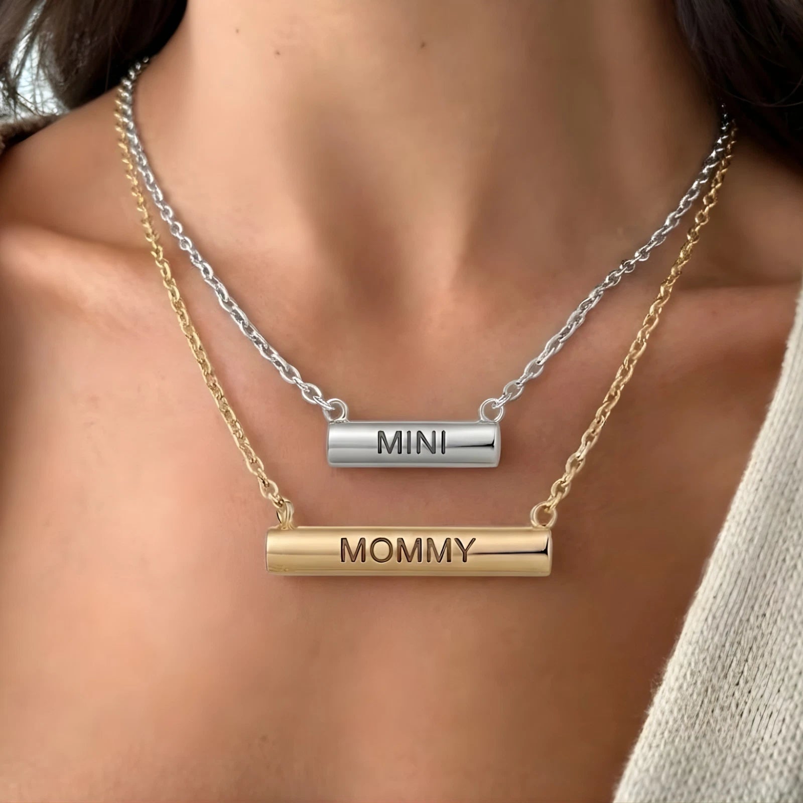 Stella Valle Mommy Mini Necklace Adjustable 18K Gold & Silver Plated Heart Shape