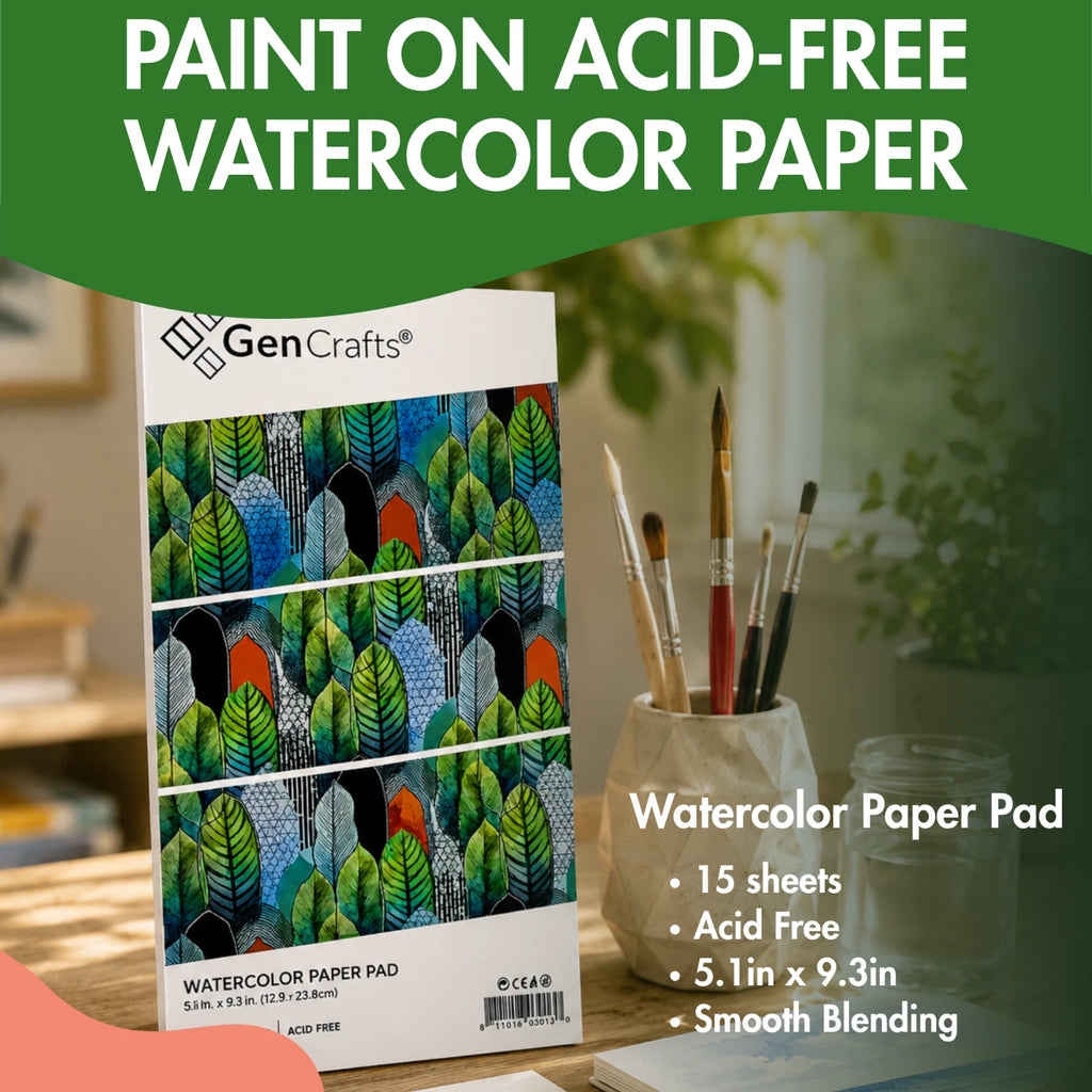 GenCrafts 48 Color Watercolor Paint Set w/ 15-Sheet Paper Pad & 2 Brush Pens