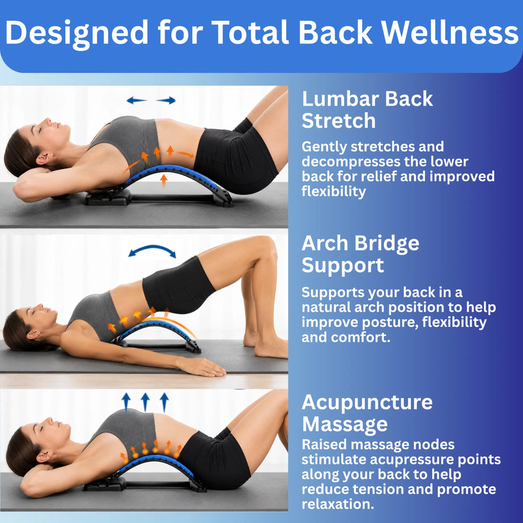 Back Stretcher for Pain Relief 3-Level Lumbar Support Spine Board Adjustable