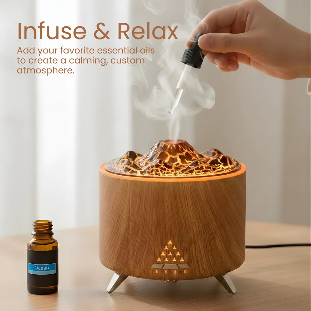 Volcano Essential Oil Diffuser Cool Mist w/ Remote & Light Timer