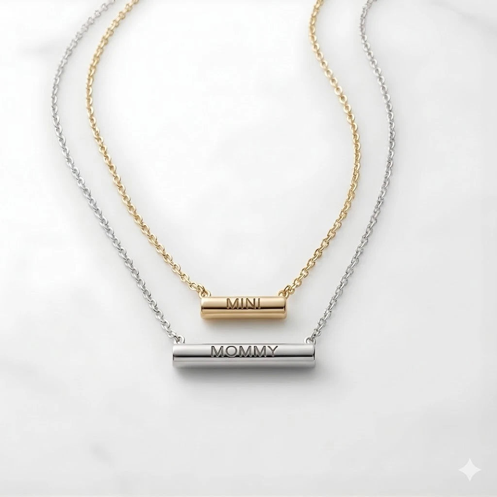 Stella Valle Mommy Mini Necklace Adjustable 18K Gold & Silver Plated Heart Shape