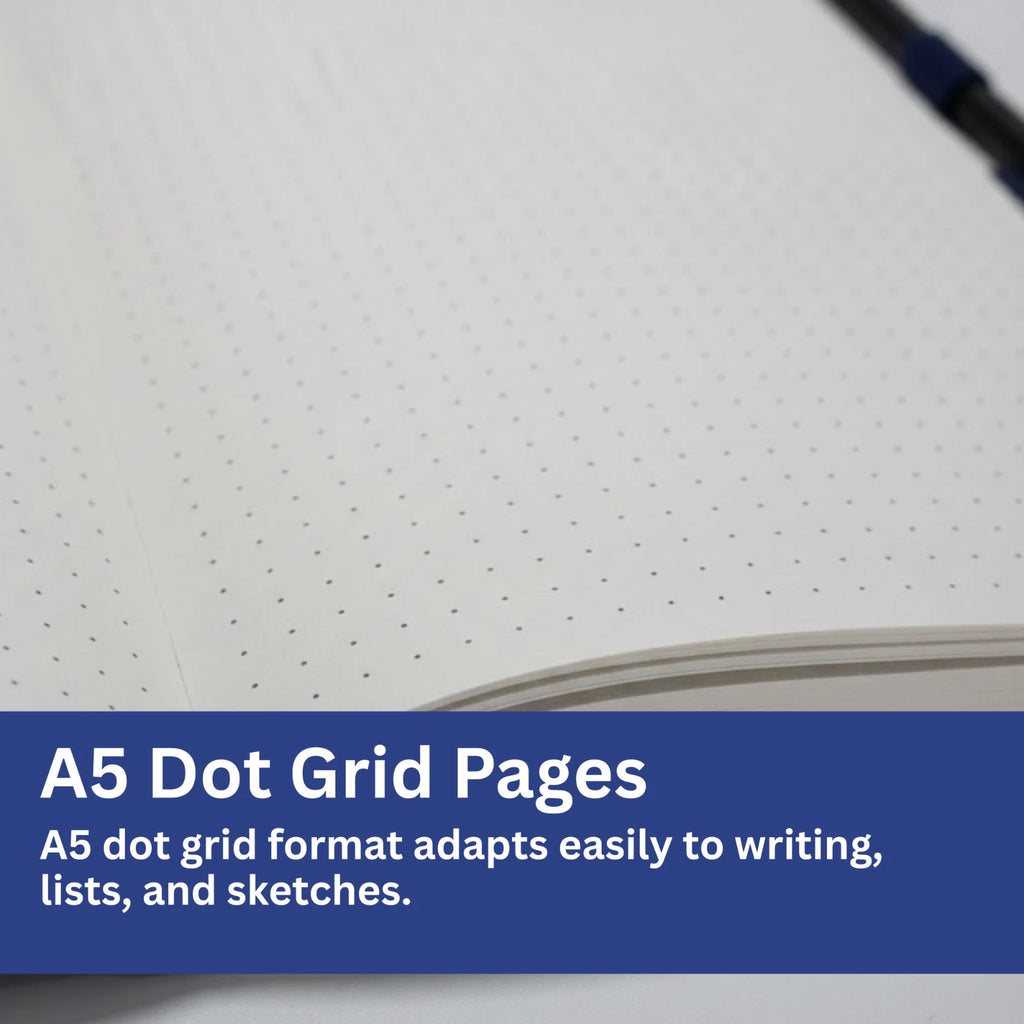 Thotical A5 Dot Grid Journal Hard Cover, Navy Blue - 192 Pages