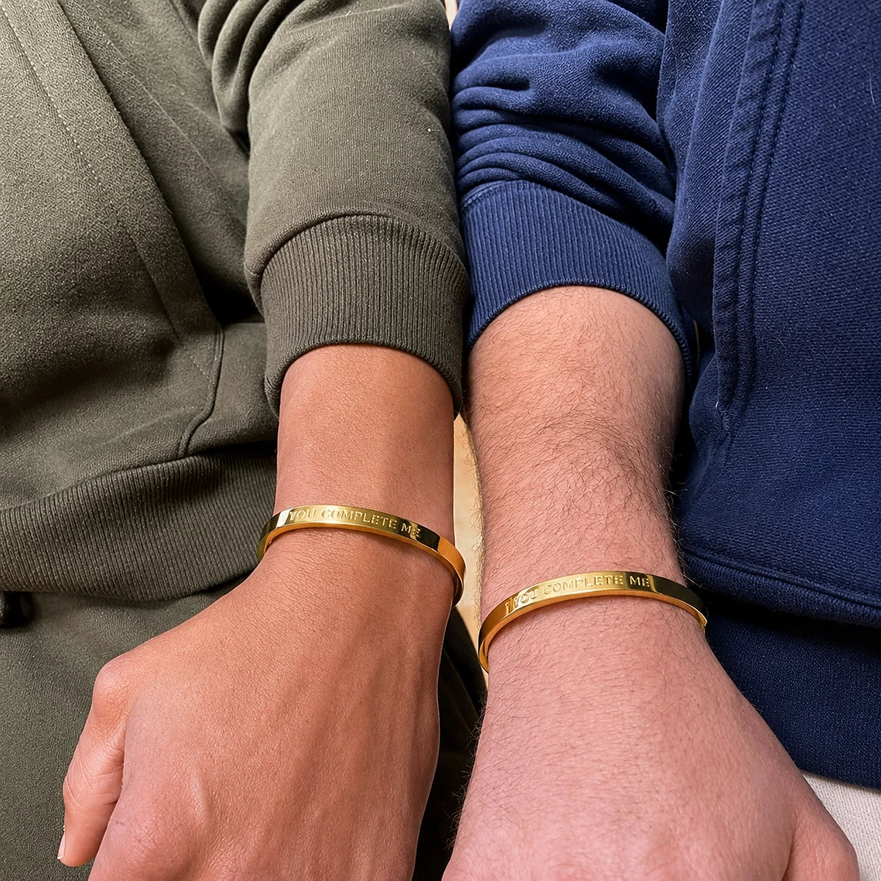 Stella Valle Men's Cuff Bracelet Gift Set - 18K Gold Cuffs with Engraved Mantra