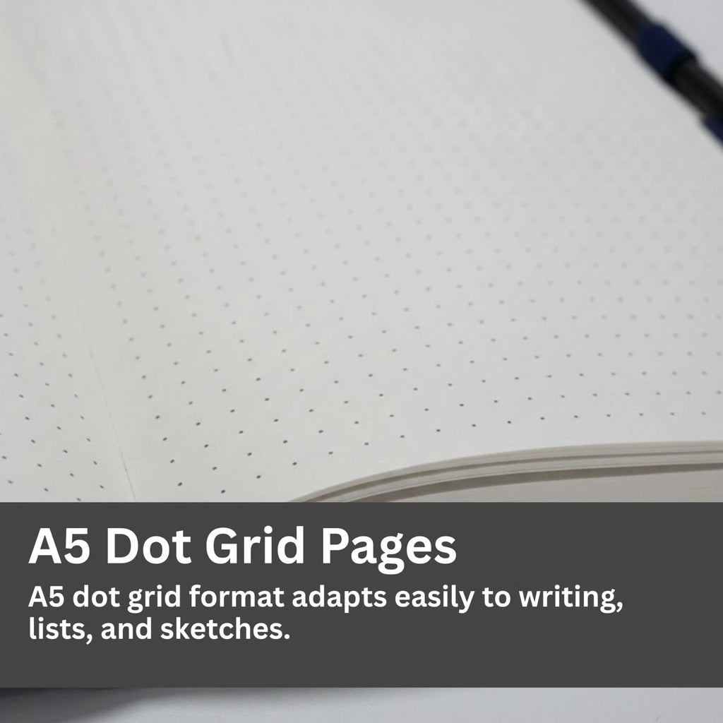 Thotical A5 Dot Grid Journal Hard Cover, Dark Gray - 192 Pages