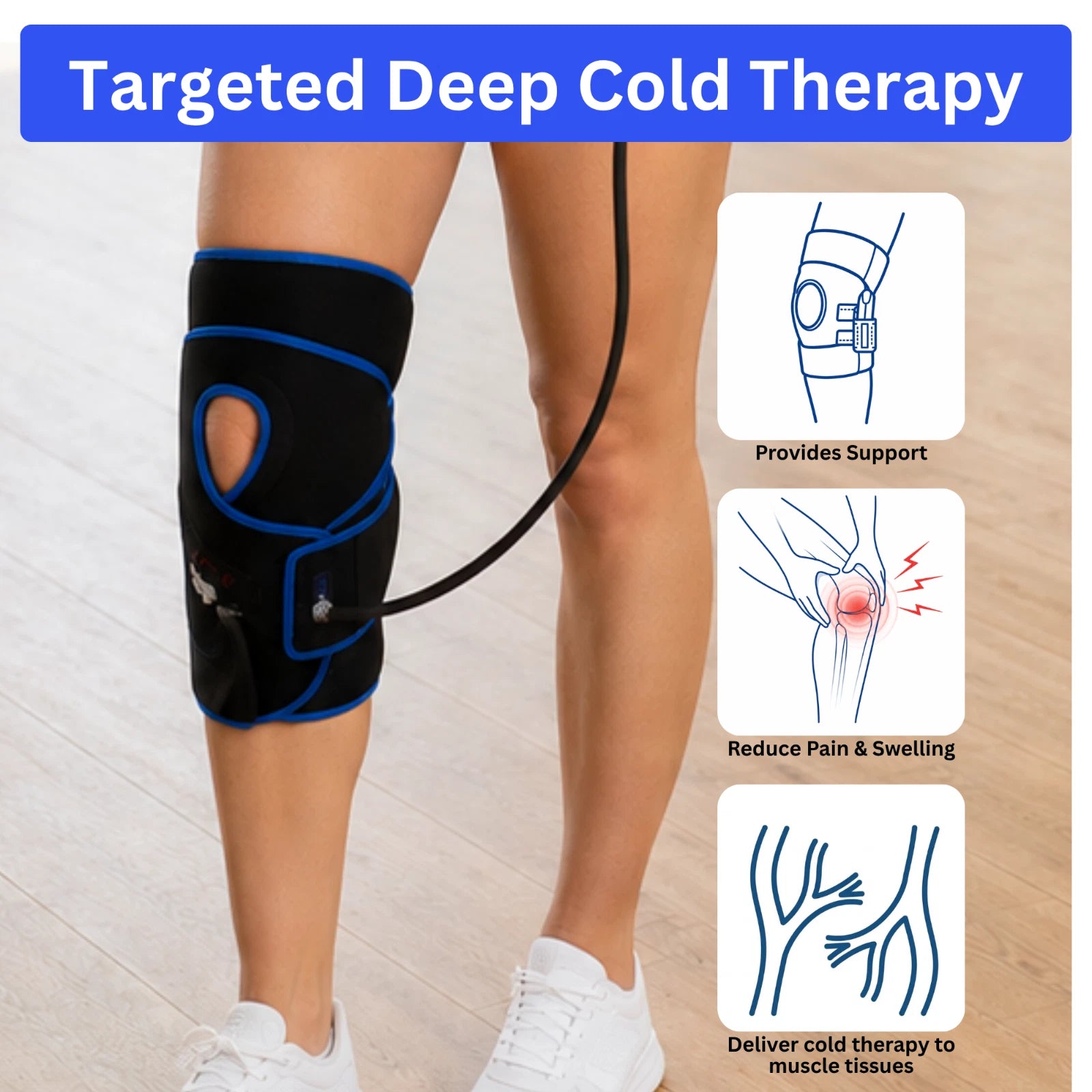 MEDBrace Knee Compression Wrap Cold Therapy Brace w/ Air Pump Adjustable Support