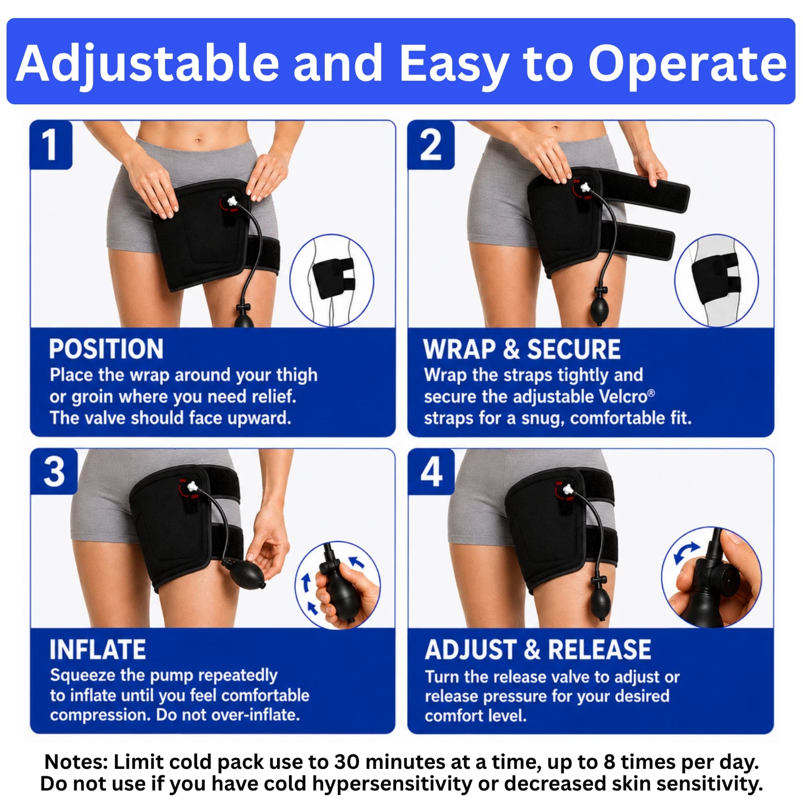 MEDiBrace Thigh Groin Cold Compression Therapy Wrap Ice Pack Pain Relief
