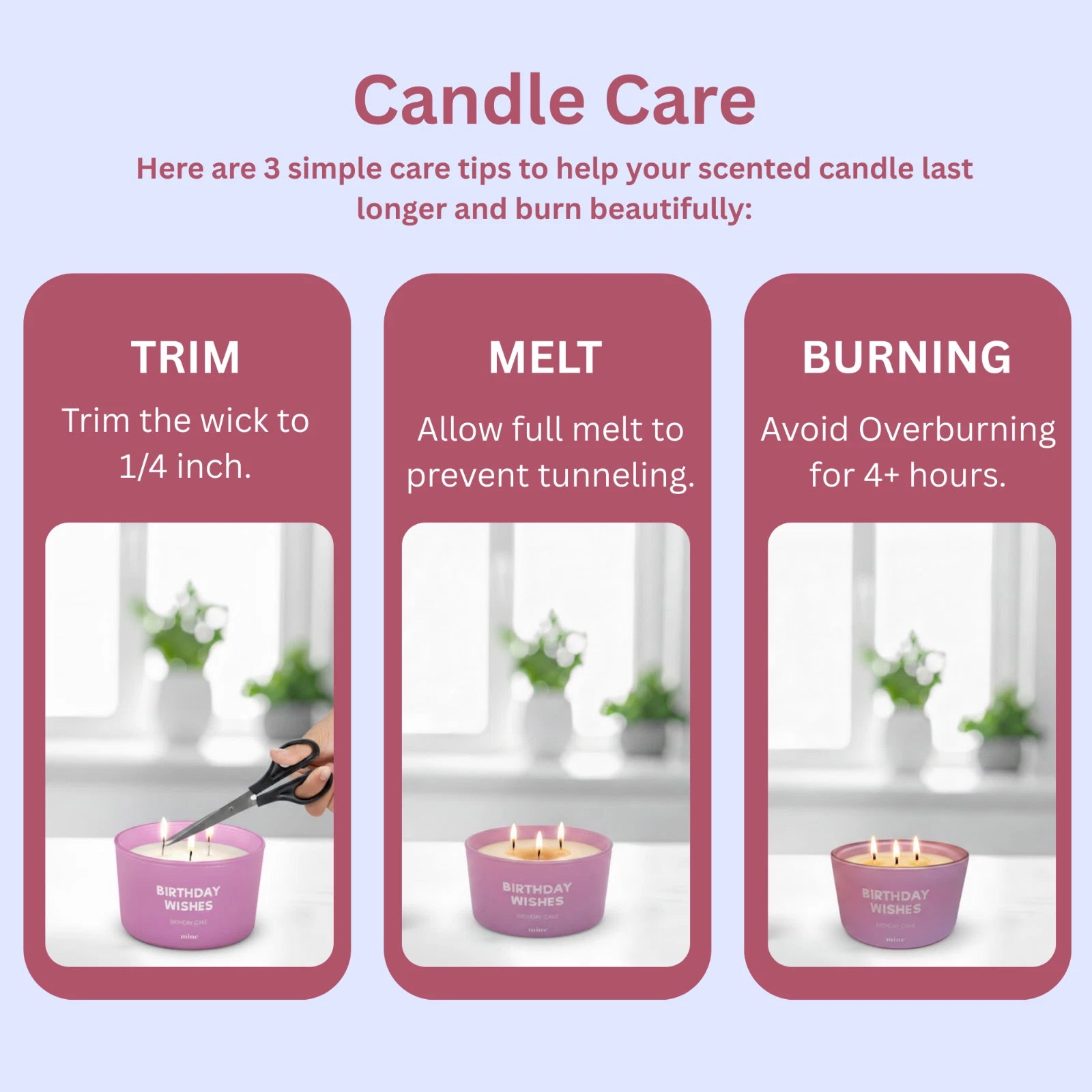 Birthday Cake Scented Soy Candle 3 Wick with Pink Gift Box