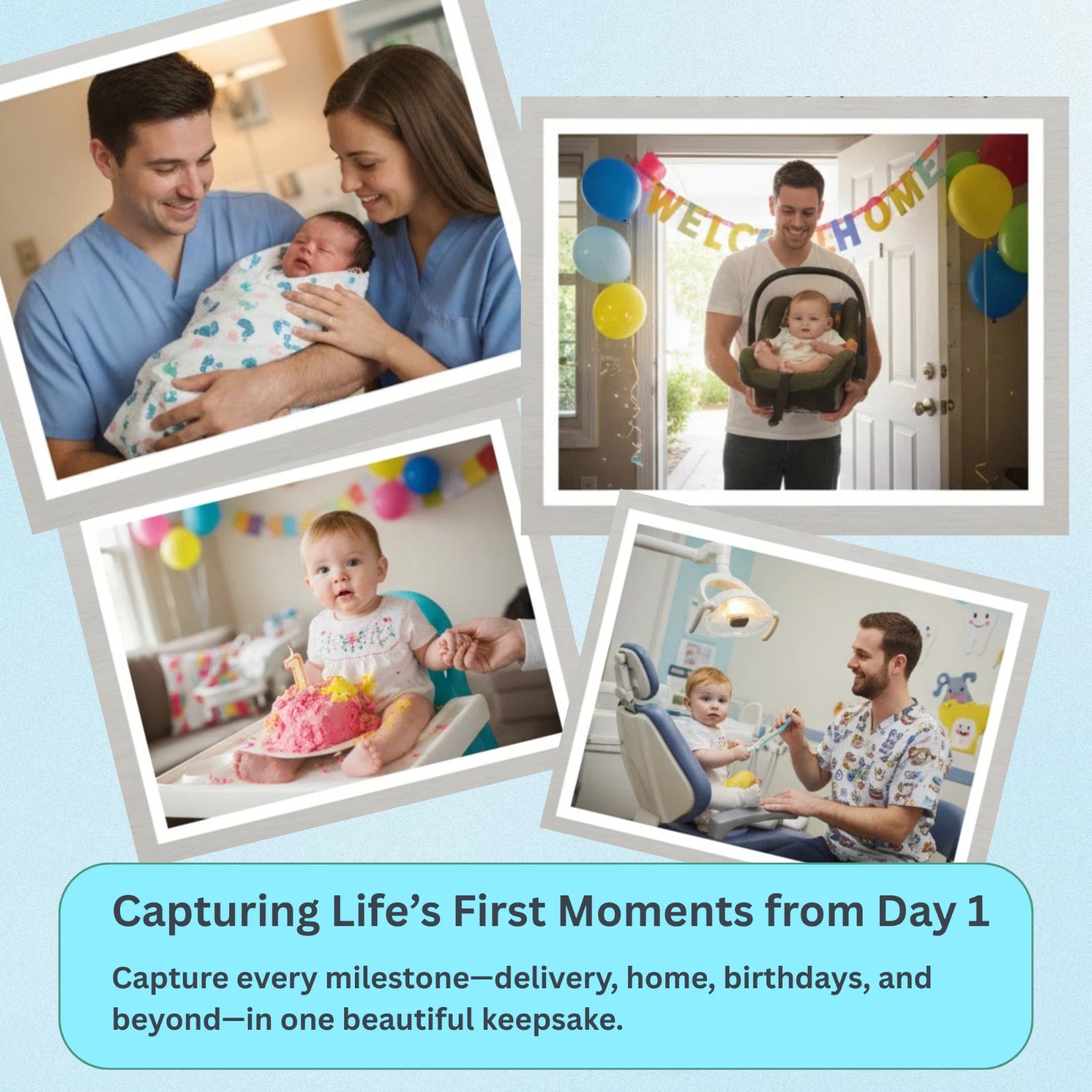 Baby Memory Book, First-Year Baby Milestone Journal, Ocean Theme - 60 Pages