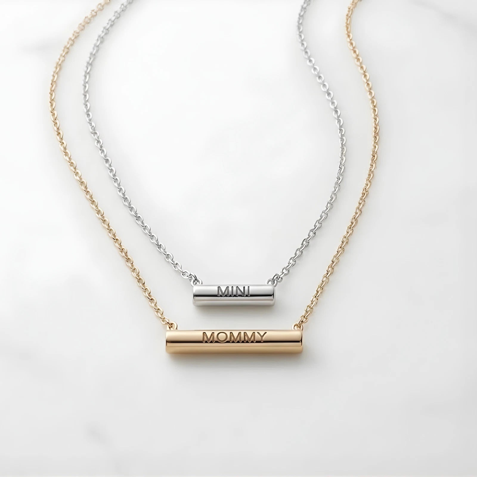Stella Valle Mommy Mini Necklace Adjustable 18K Gold & Silver Plated Heart Shape