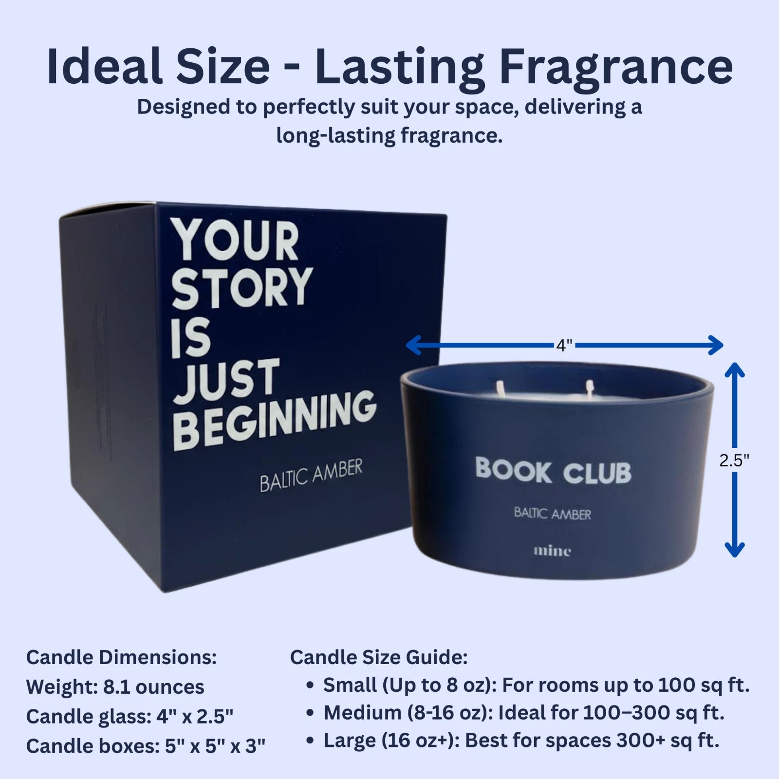 Baltic Amber Scented Candle Soy 3 Wick Navy Blue Gift Box 50Hr Burn
