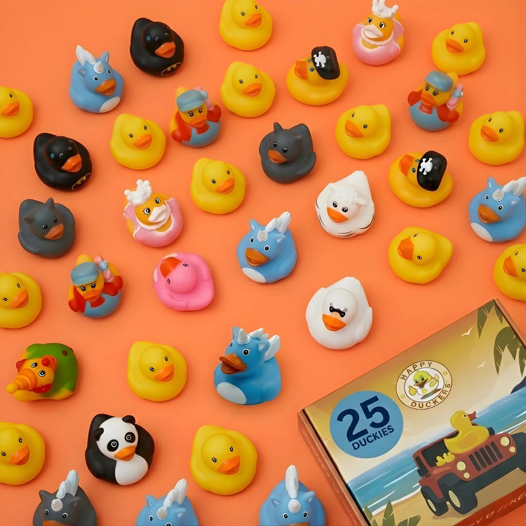 25pcs Jeep Ducking Kit 2" Assorted Bulk Rubber Ducks Bath Toys for Decor & Gifts