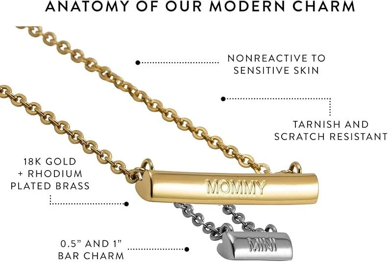 Stella Valle Mommy Mini Necklace Adjustable 18K Gold & Silver Plated Heart Shape