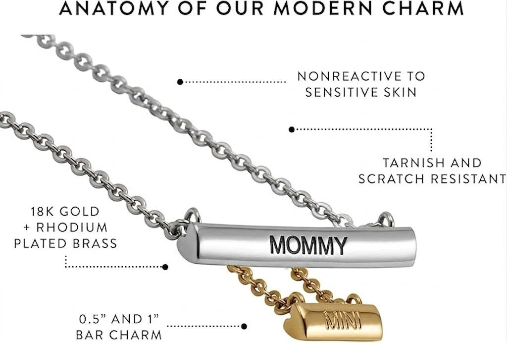 Stella Valle Mommy Mini Necklace Adjustable 18K Gold & Silver Plated Heart Shape
