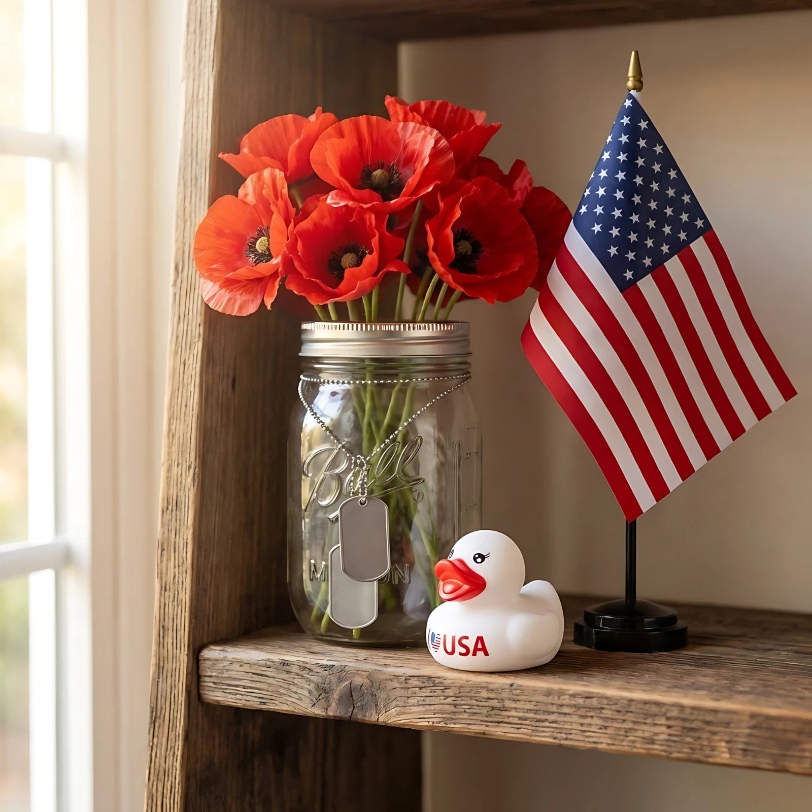 25pcs Patriotic Jeep Ducking Kit 2" Rubber Ducks w/ App Happy Duck Bulk Bath Toys
