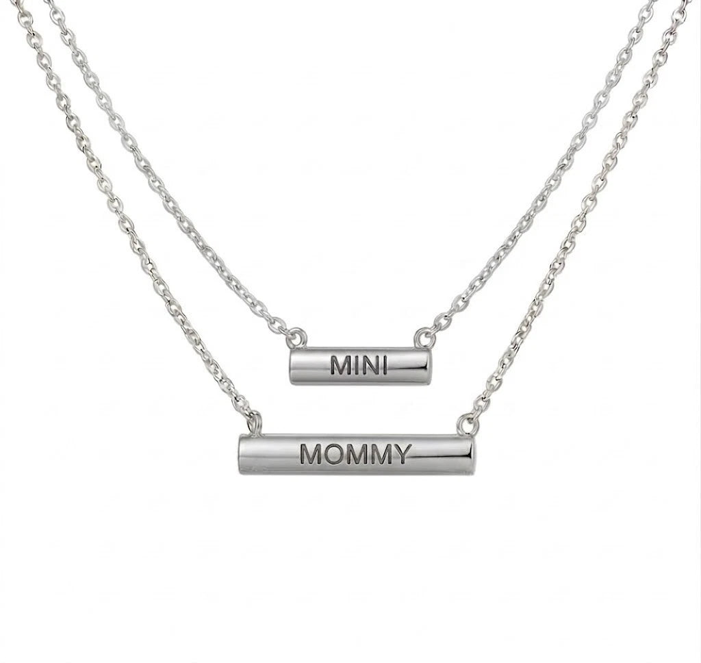 Stella Valle Mommy Mini Necklace Adjustable Silver Plated Heart Shape