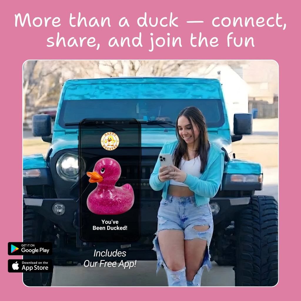 Giant Rubber Duck 10.5" Pink Jeep Ducking Bath Toys Duckies w/ Giftbox