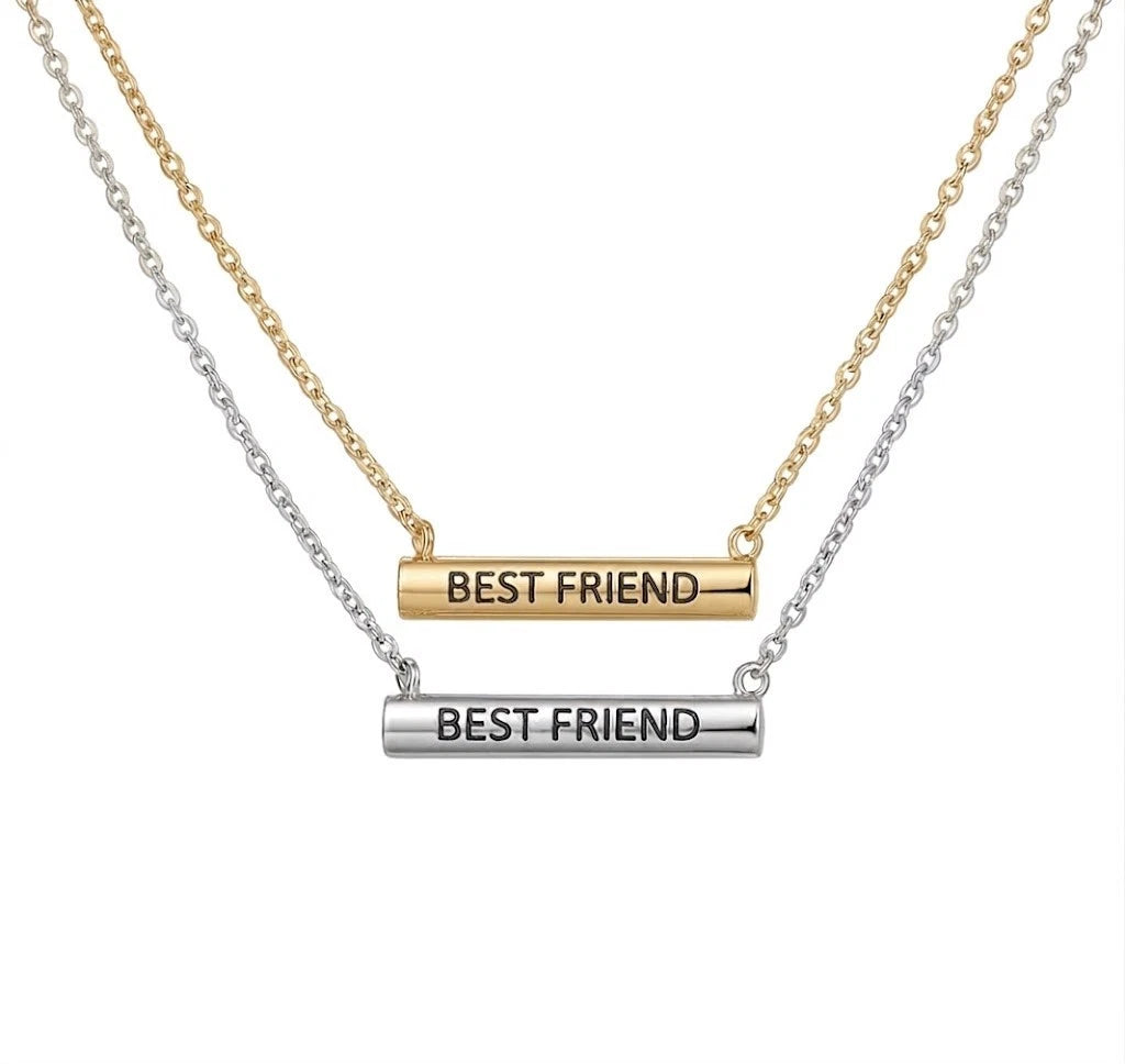 Stella Valle Best Friend Necklace Adjustable 18K Gold & Silver Plated Heart Bar