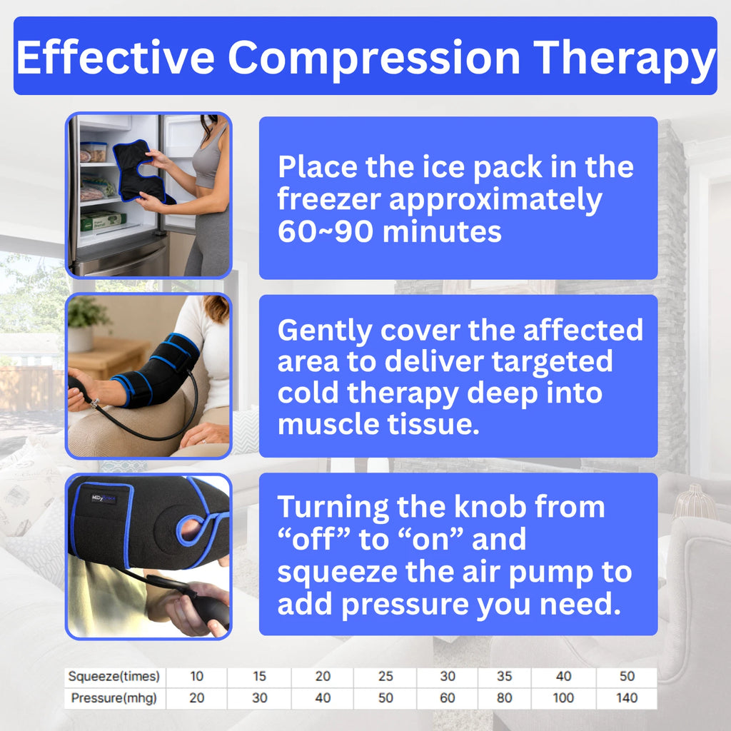 MEDiBrace Elbow Ice Compression Wrap Cold Therapy Brace Pain Relief Pump
