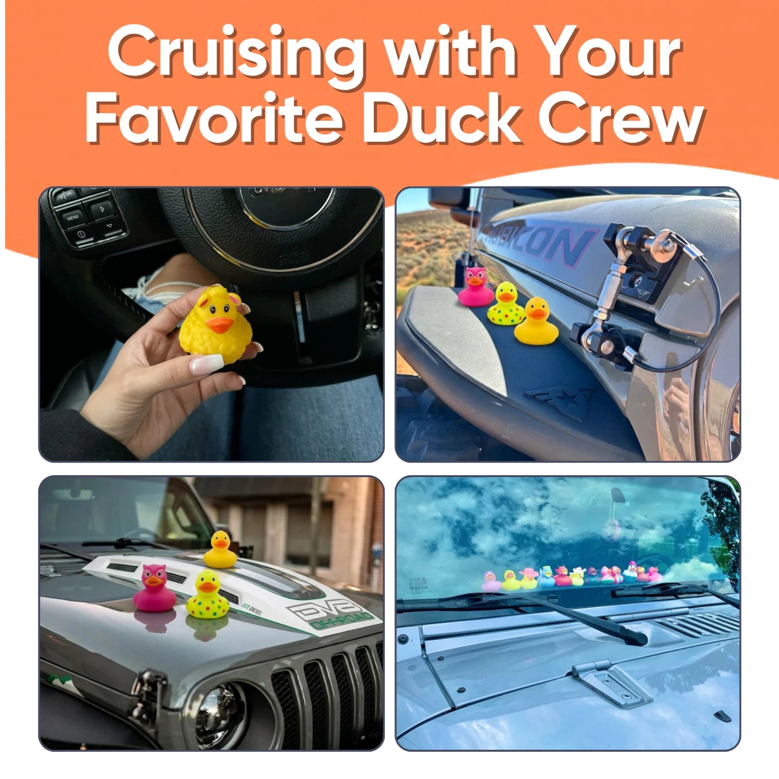 75pcs Jeep Ducking Refill Kit 2" Assorted Rubber Ducks w/ Tags & Bands for Decor