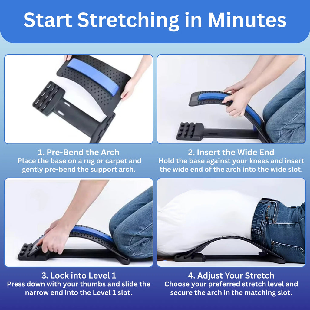 Back Stretcher for Pain Relief 3-Level Lumbar Support Spine Board Adjustable