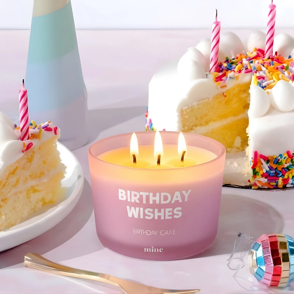 Birthday Cake Scented Soy Candle 3 Wick with Pink Gift Box