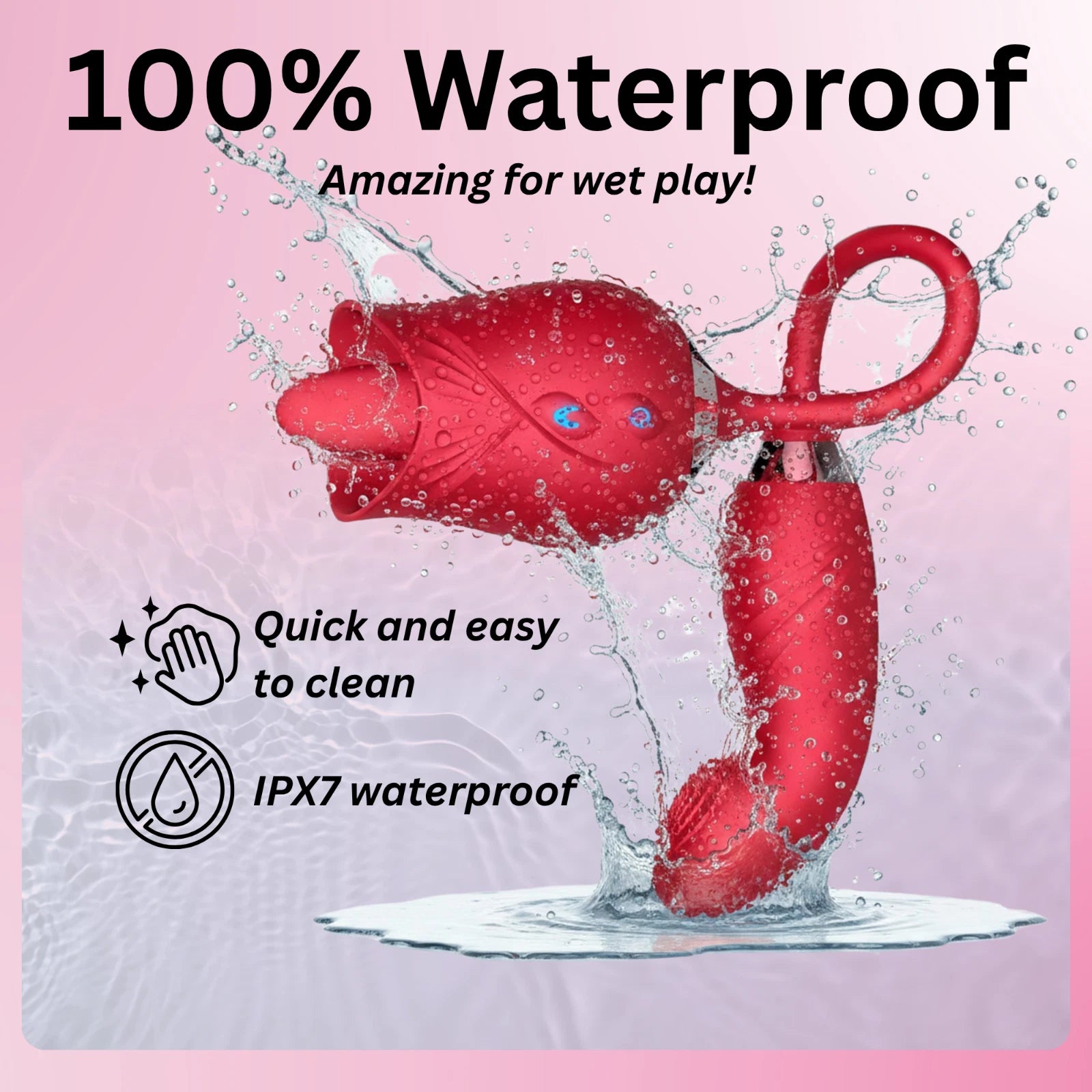 Rose Tongue Licking Vibrator 10 Modes Rechargeable Waterproof G-Spot Massager