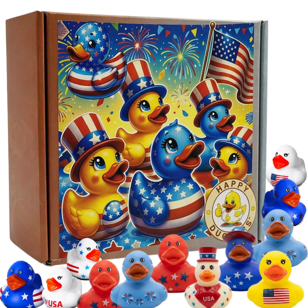 25pcs Patriotic Jeep Ducking Kit 2" Rubber Ducks w/ App Happy Duck Bulk Bath Toys