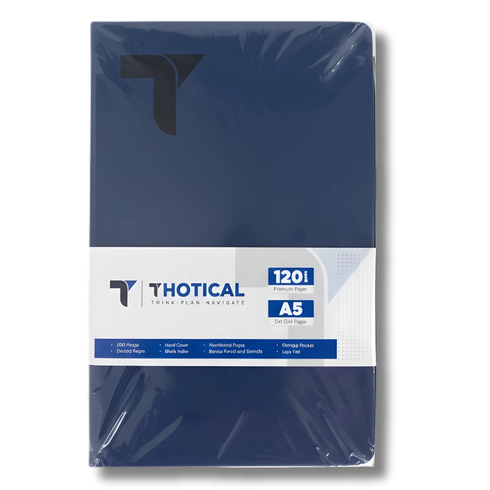 Thotical A5 Dot Grid Journal Hard Cover, Navy Blue - 192 Pages