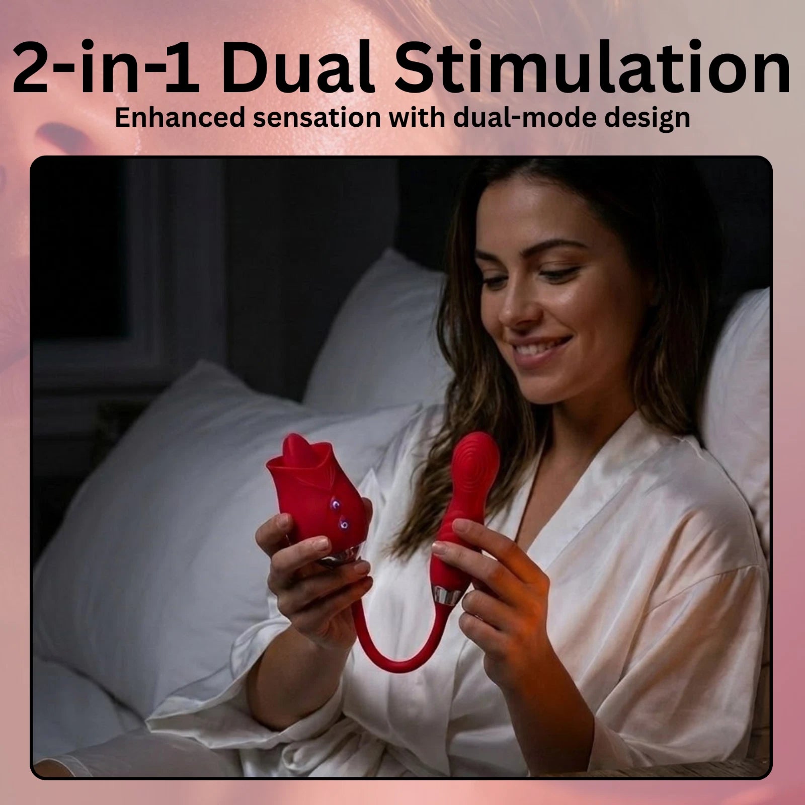 Rose Tongue Licking Vibrator 10 Modes Rechargeable Waterproof G-Spot Massager