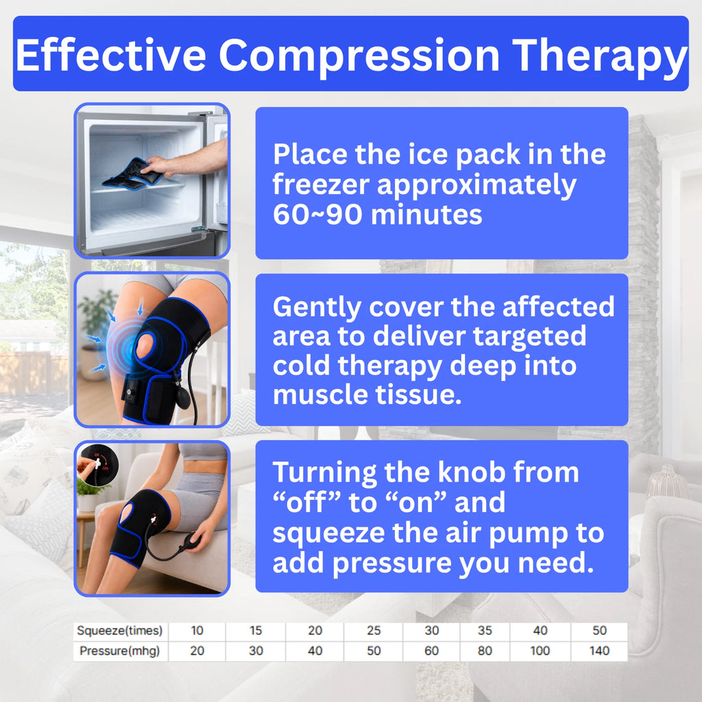 MEDBrace Knee Compression Wrap Cold Therapy Brace w/ Air Pump Adjustable Support