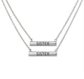 Stella Valle Sister Necklace Adjustable Silver Plated Heart Shape Bar Necklace