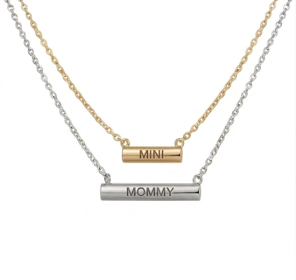 Stella Valle Mommy Mini Necklace Adjustable 18K Gold & Silver Plated Heart Shape