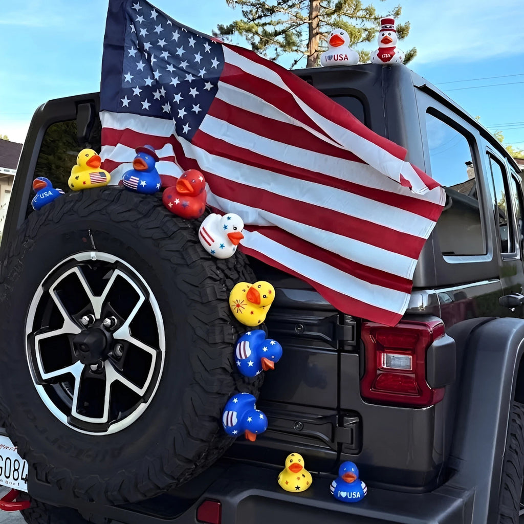 25pcs Patriotic Jeep Ducking Kit 2" Rubber Ducks w/ App Happy Duck Bulk Bath Toys