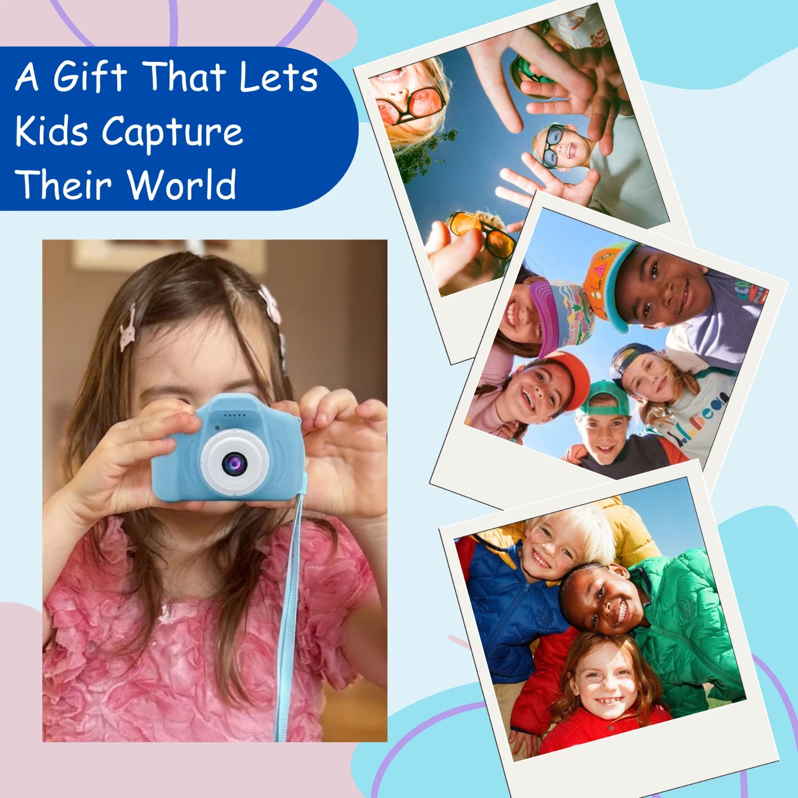 Kids HD Digital Camera Mini Video Recorder 8x Zoom with Games 32gb SD Card -Blue