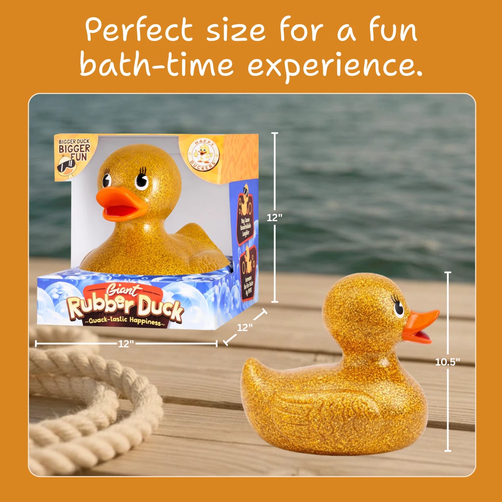 Giant Rubber Duck 10.5" Gold Jeep Ducking Bath Toys Duckies w/ Giftbox