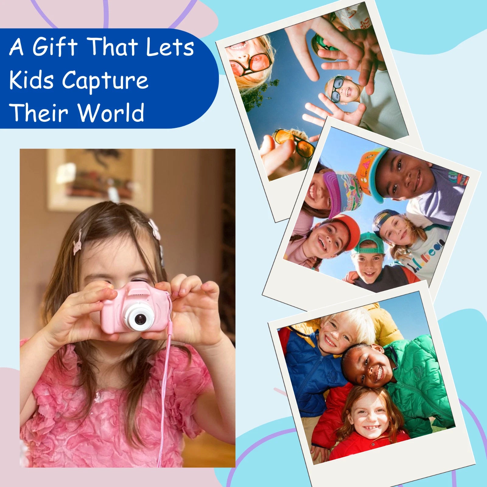 Kids HD Digital Camera Mini Video Recorder 8x Zoom with Games 32gb SD Card -Pink
