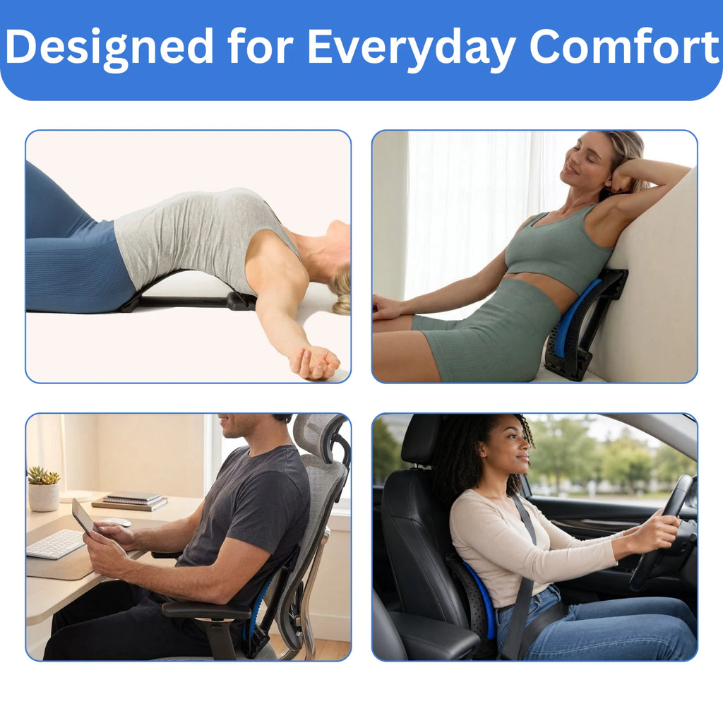 Back Stretcher for Pain Relief 3-Level Lumbar Support Spine Board Adjustable