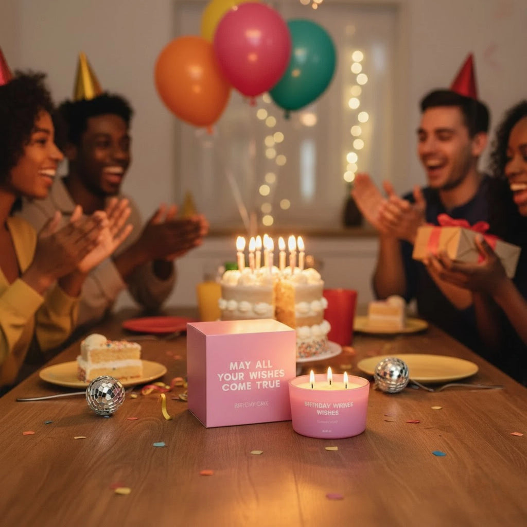Birthday Cake Scented Soy Candle 3 Wick with Pink Gift Box
