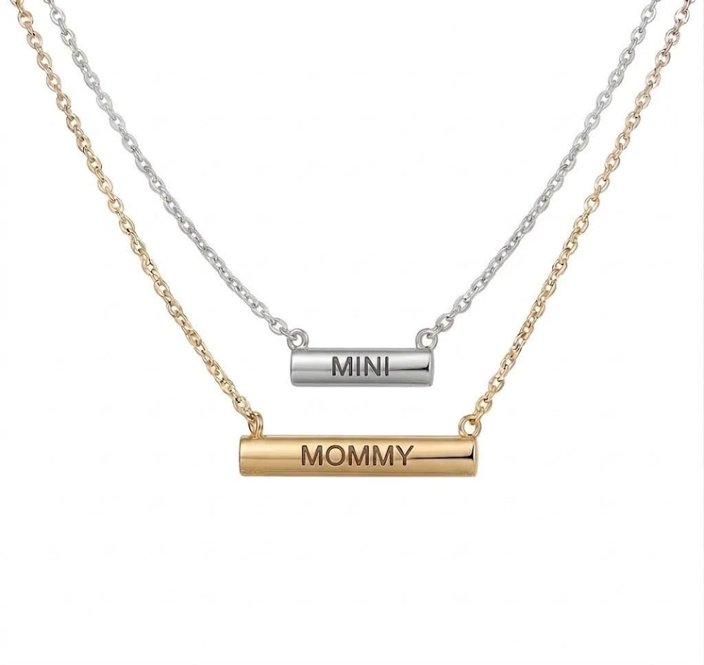 Stella Valle Mommy Mini Necklace Adjustable 18K Gold & Silver Plated Heart Shape
