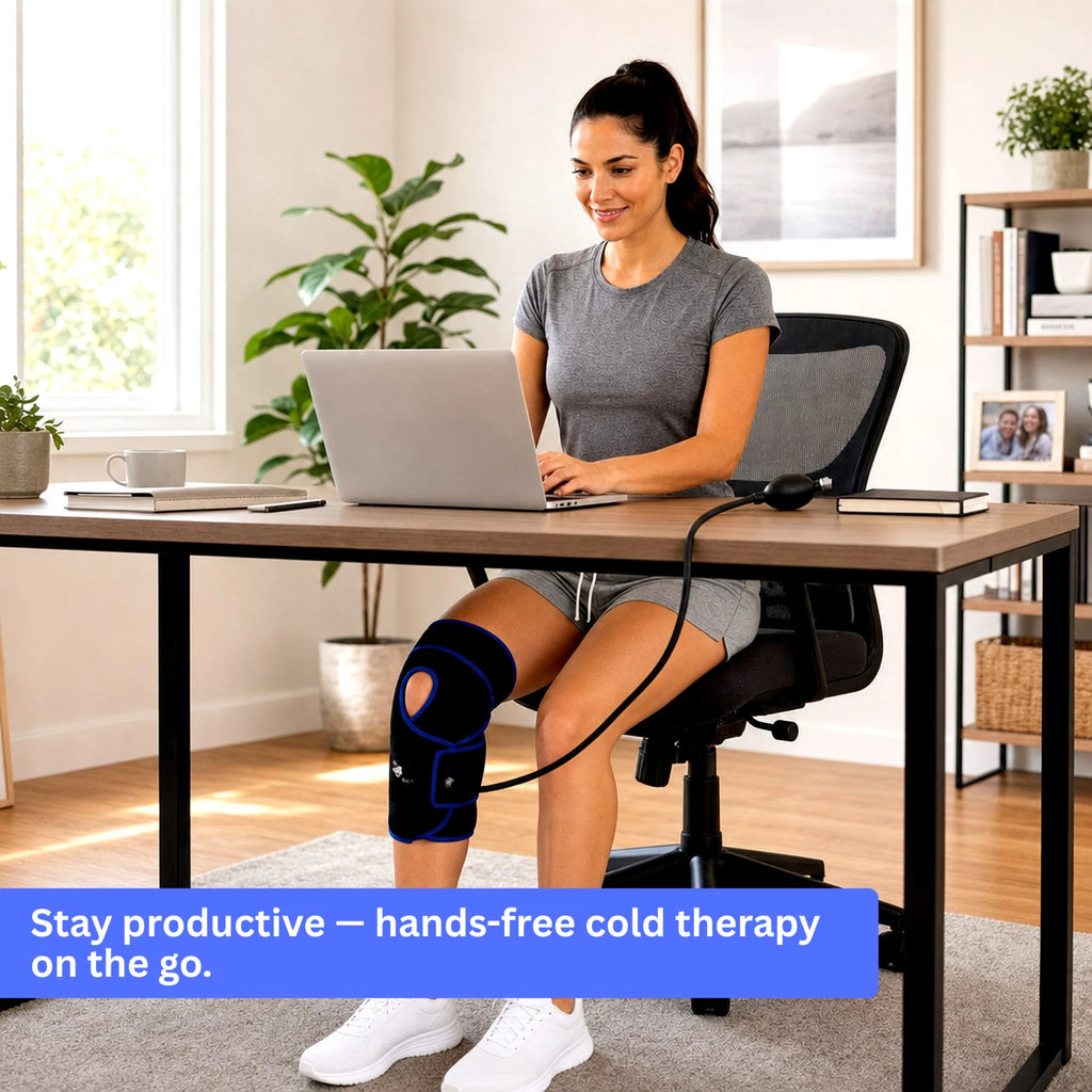 MEDBrace Knee Compression Wrap Cold Therapy Brace w/ Air Pump Adjustable Support