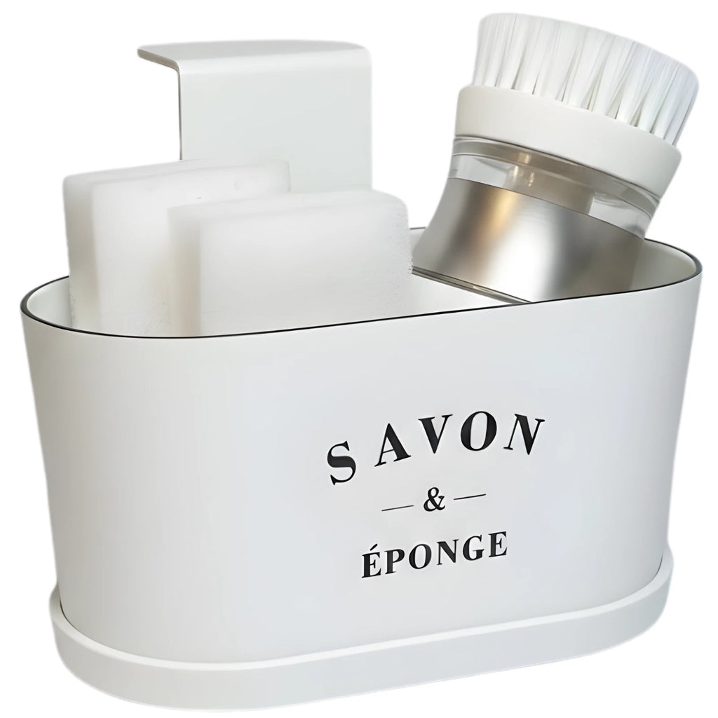 Kitchen Sink Organizer Caddy Sponge Holder w/ Drain Tray & Suction Cups