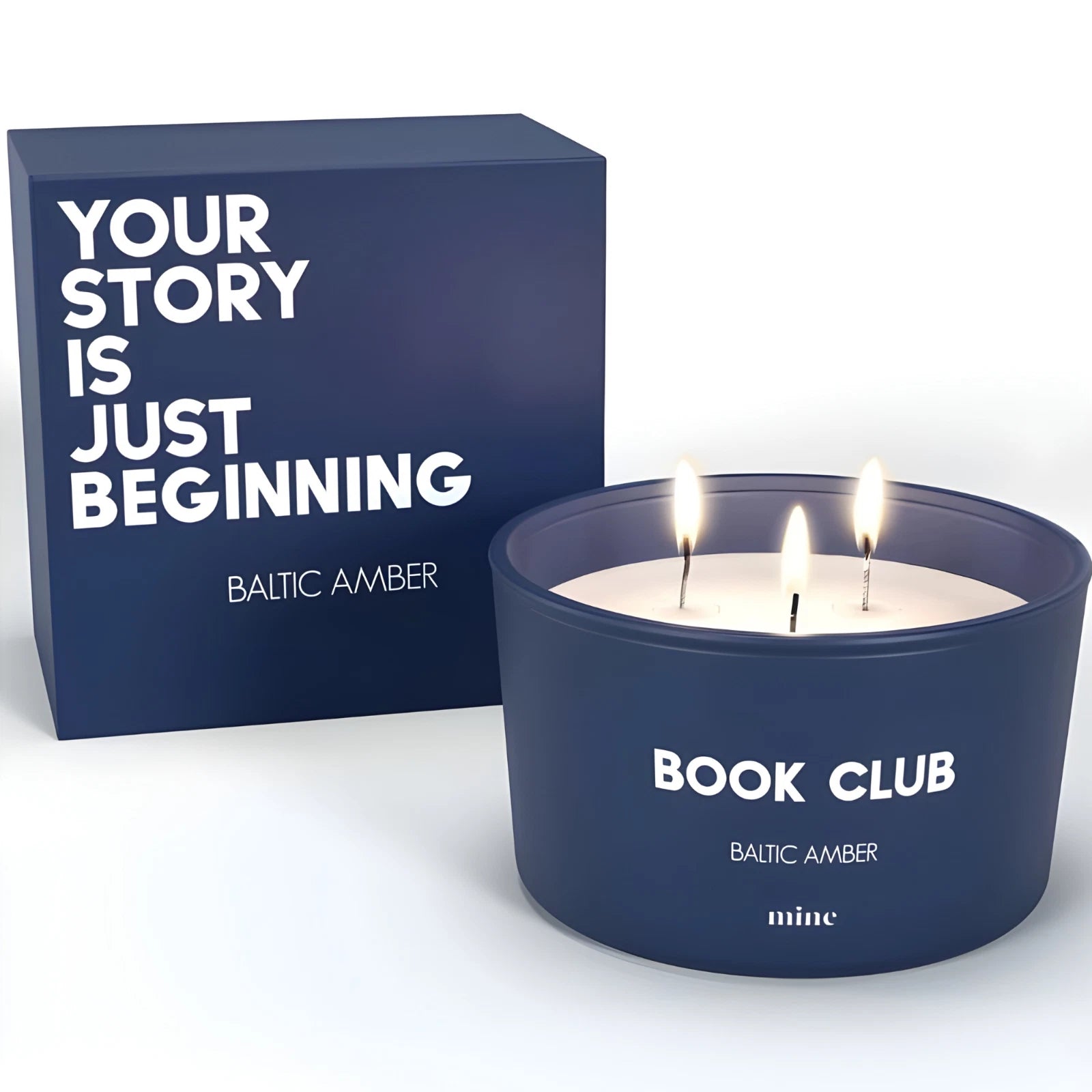 Baltic Amber Scented Candle Soy 3 Wick Navy Blue Gift Box 50Hr Burn