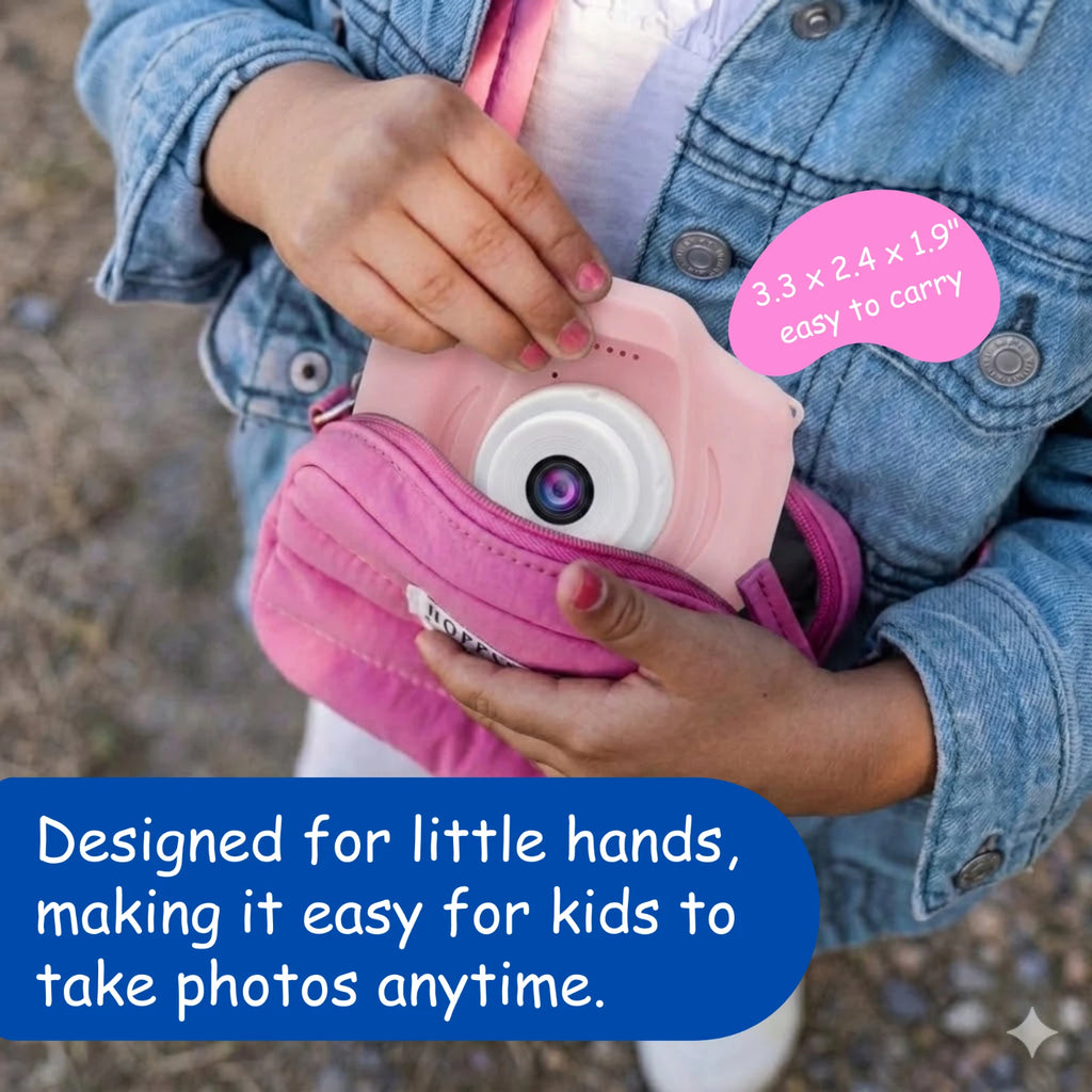 Kids HD Digital Camera Mini Video Recorder 8x Zoom with Games 32gb SD Card -Pink
