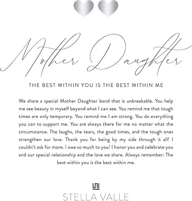 Stella Valle Mother Daughter Bar Necklace Set, Rhodium Plated, Adjustable Length